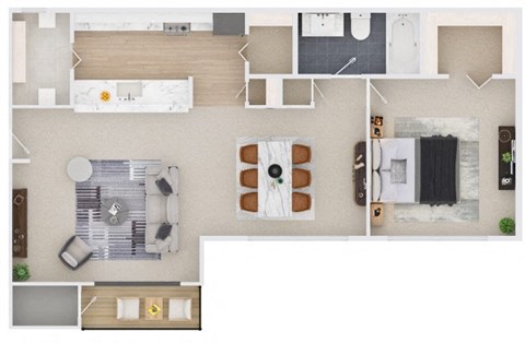 a floor plan of a house with a bedroom and a living room